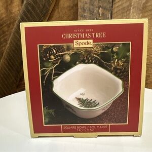 New Open Box Spode Christmas Tree Square Bowl 5.5”